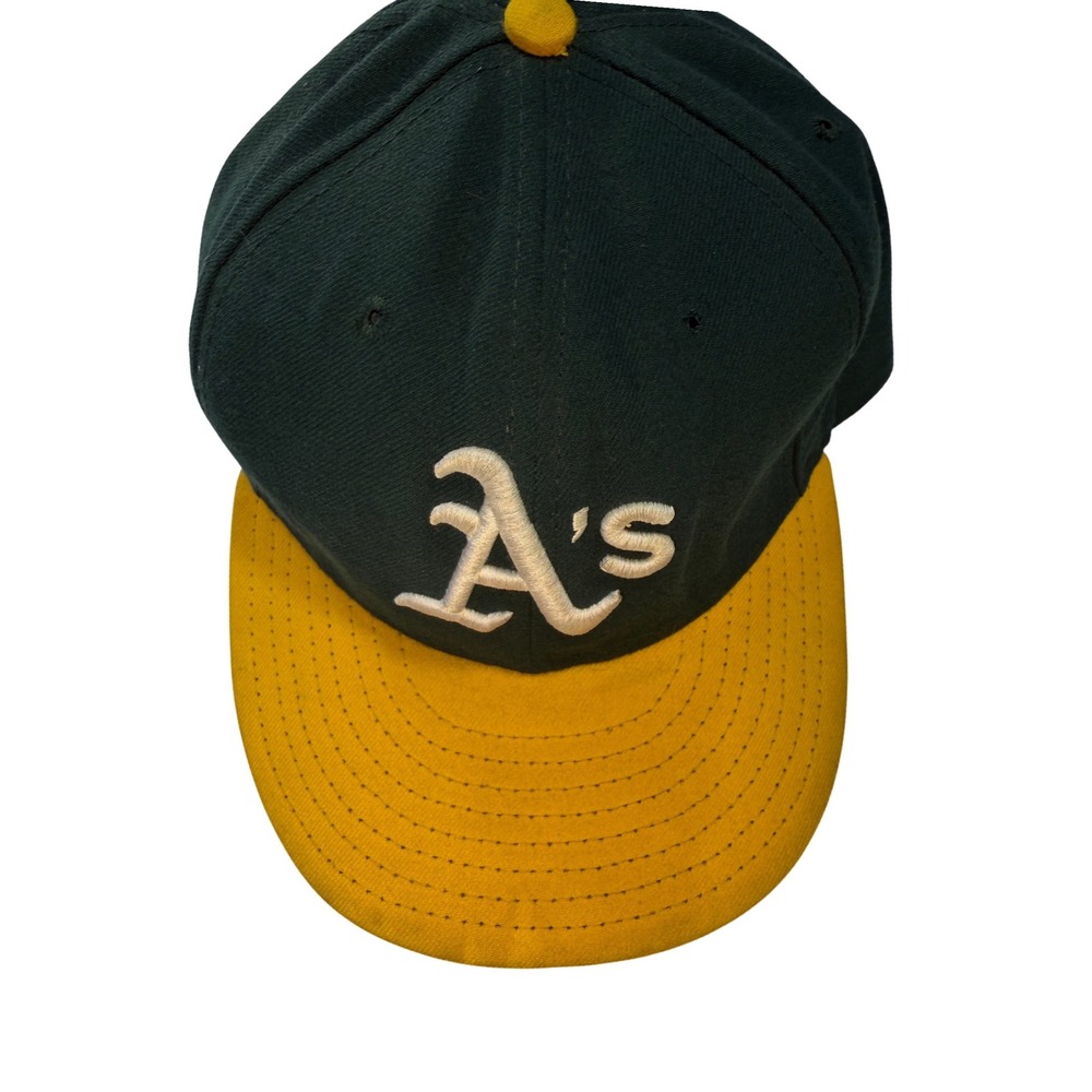 New Era Oakland Athletics 59FIFTY Hat‎ Green Yellow MLB Size 7 3/4 vintage